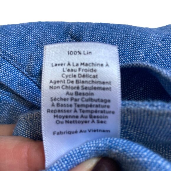 Talbots Blue Linen Pants Petites 22WP Pockets Tie Belt Coastal Nantucket Capsule - Picture 5 of 7